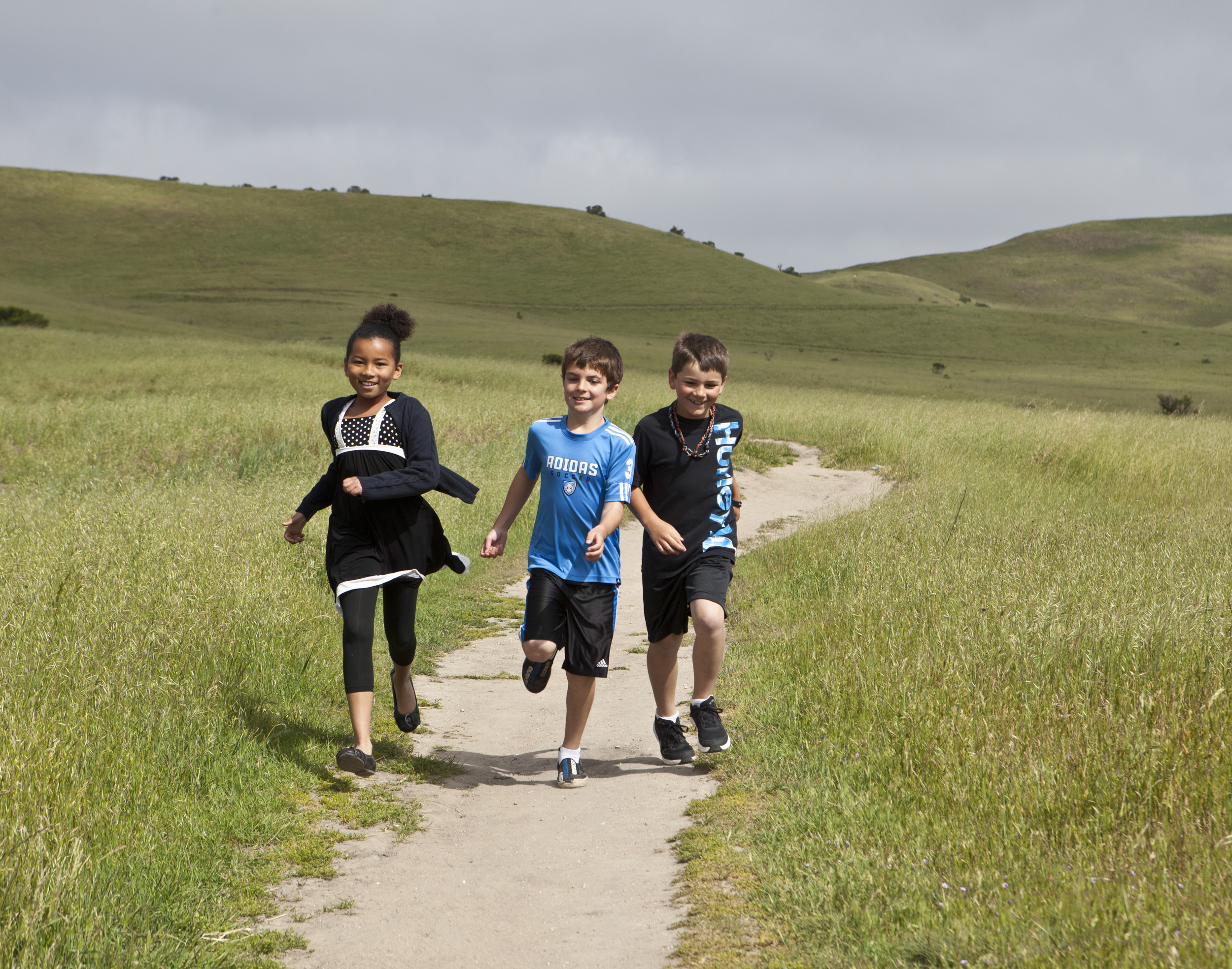 Children running at Fort Ord National Monument California